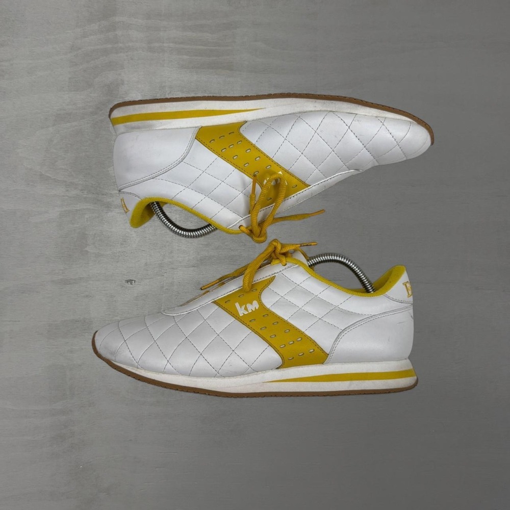 Etonic KM Sneakers White Yellow Quilted Leather Low Top ER6361 B 11